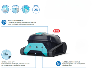 Piscina - Aspirador Dolphin Liberty 300 a bateria