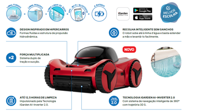 Piscina - Aspirador iGarden M1 PRO - bateria
